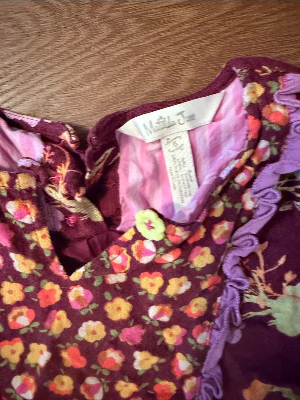 Matilda Jane Burgundy Floral Ruffle Tiered Dress Girls Size 6